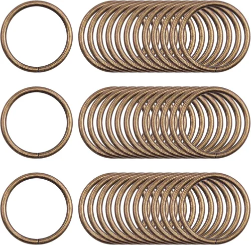 Miniatura 8 de Kit de 60 anillos de metal para cinturones, pasadores de accesorios para macramé, cinturón de campamento, correas para perro, accesorios de sable