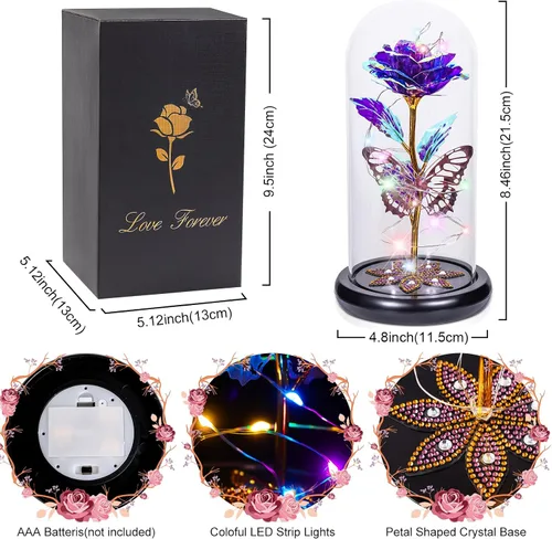 Miniatura 3 de Pusuny Flores para el Día de la Madre, regalos para mamá y mujer, regalo de cumpleaños, rosa de cristal de galaxia eterna, flores de cristal