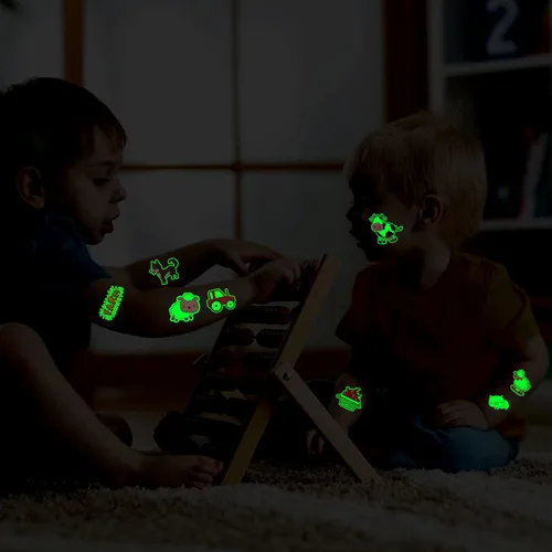 Miniatura 5 de Partywind 165 estilos brillantes de animales de granja suministros para fiesta de cumpleaños, tatuajes temporales para niños, decoraciones luminosas