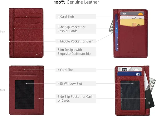 Miniatura 2 de Grande -3605 Estuches para tarjetas, Borgoña, Minimalista