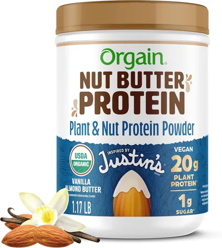 Miniatura 10 de Orgain X Justin's ® Proteína en polvo de mantequilla de nuez vegana orgánica, mantequilla de maní de chocolate, 0.71 oz de proteína vegetal, 0.04 oz
