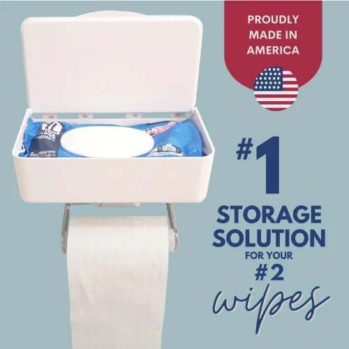 Miniatura 9 de Soporte para toallitas para baño – Organizador adhesivo de montaje en pared para toallitas húmedas – Estante de toallitas de inodoro de baño