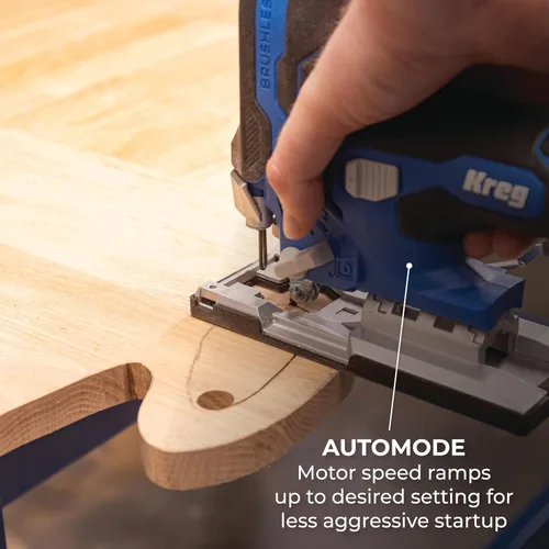 Miniatura 3 de Kreg Sierra Caladora de Agarre de Barril con Impulso Iónico de 20V - Inalámbrica, Compacta y Ergonómica - Corte de Precisión - Velocidad Variable