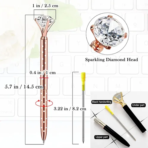 Miniatura 2 de 10 bolígrafos personalizados a granel con diamante, recuerdos de boda, recuerdos grabados con nombre, logotipo, texto para negocios, fiestas