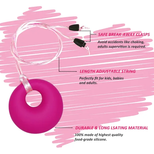 Miniatura 3 de Collar masticable para niños y niñas, collar masticable, juguetes sensoriales para masticar para adultos con autismo, TDAH y ansiedad, collares