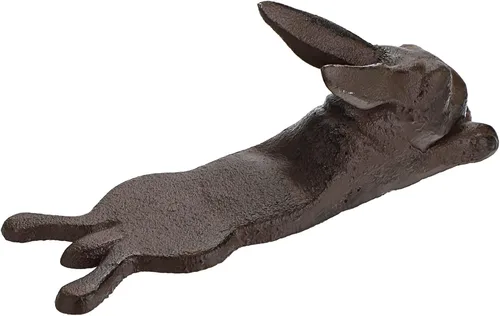 Sumnacon Tope de puerta de conejo de hierro fundido, tope de puerta resistente para evitar perforar agujeros, cuña de hierro vintage para patio,