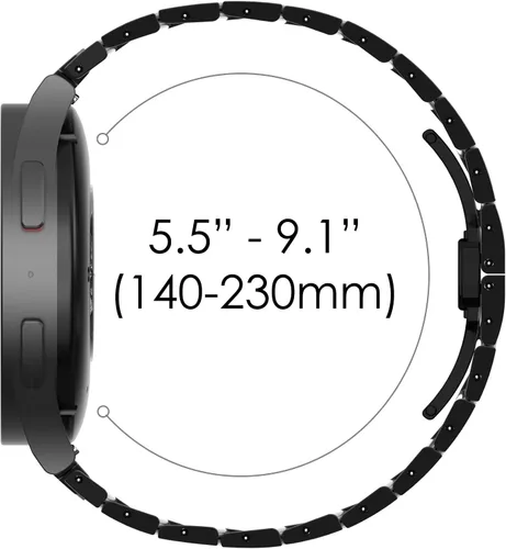 Miniatura 6 de FULLIFE Compatible con Samsung Galaxy Watch 7 6 5 4 FE 1.575 in 1.732 in, correa de metal plegable de acero inoxidable 0.787 in Galaxy Watch 6 Negro