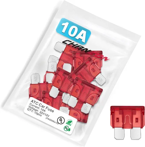 Chanzon Fusible de hoja estándar 10A ATC/ATO/APR 10 Amp 32V 10 fusibles automáticos de golpe rápido para automóvil, RV, camión, SUV