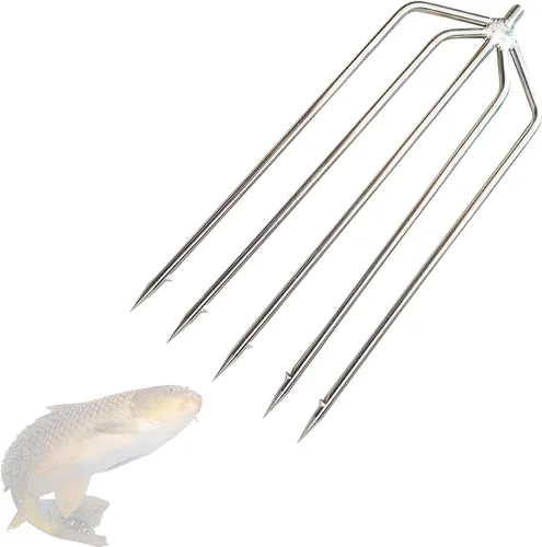 Miniatura 11 de Brazo de pesca telescópico de 6.2 pies con 3 dientes, gancho de pesca telescópico de acero inoxidable con tornillo de 8 mm, arpones barbados