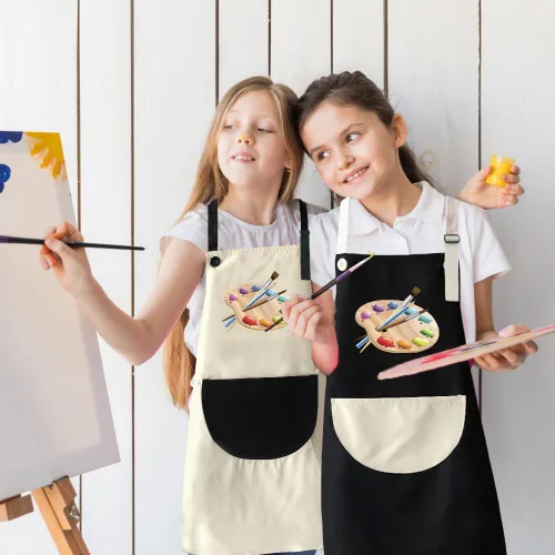 Miniatura 5 de Delantal para niños, paquete de 2 delantales de pintura para niños y niñas, delantales para niños, pintura, cocina, horneado, arte y manualidades