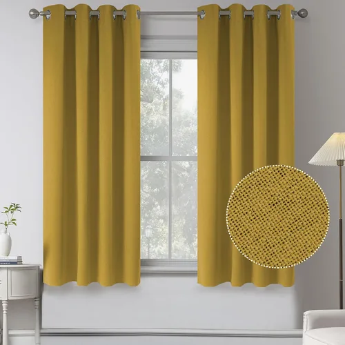 Miniatura 54 de KEQIAOSUOCAI Cortinas de lino 100% opacas de 100 pulgadas de largo, 2 paneles para dormitorio, estilo casa de campo moderna, completamente negro