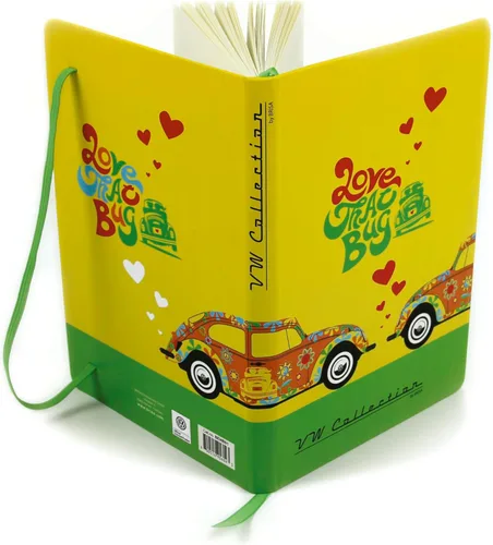 BRISA VW Collection - Cuaderno Volkswagen, cuaderno de escritura, forrado con encuadernación de tapa dura en diseño Beetle Bug DIN A5 (Flower