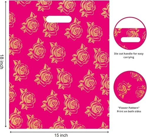 Miniatura 2 de Infinite Pack Bolsos de compras al por menor impresos reutilizables de la mercancía plástica para las boutiques, las tiendas y los centros Rosas