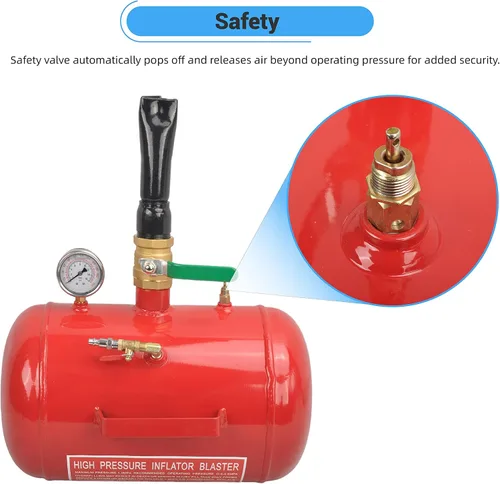 Miniatura 4 de Asentador de talón de neumático de aire de 5 galones, herramienta explosora de 110 PSI para asentar inflador de neumáticos con medidor por GESEXI