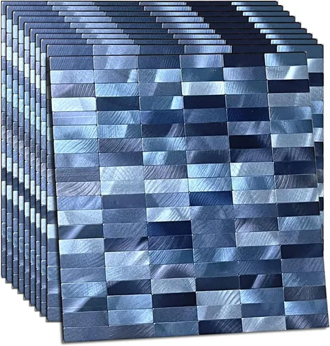 Miniatura 13 de XUANINY Azulejos de Mosaico de Aluminio Autoadhesivos para Despegar y Pegar, Pegatinas de Azulejos de Pared para Salpicadero de Cocina