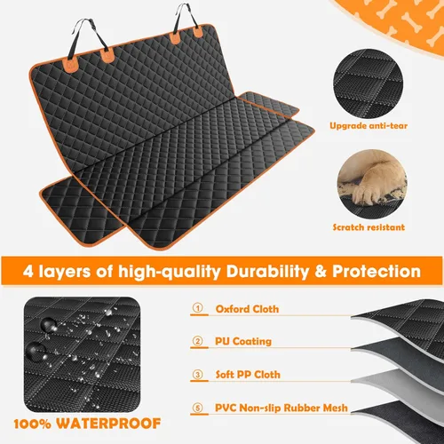 Miniatura 4 de MIXJOY Funda de asiento para perro para asiento trasero, fundas impermeables para asientos de perros, protector de asiento de automóvil para perros
