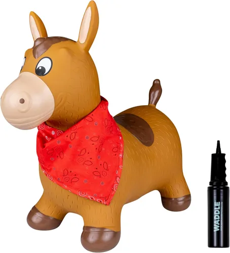 Miniatura 12 de WADDLE Bouncy Hopper - Peluche inflable de animales para interiores y exteriores, juguete para niños pequeños y niños, bomba incluida, niños y niñas