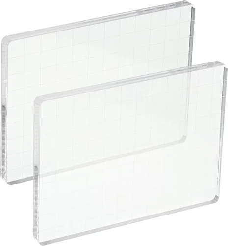 Miniatura 14 de PATIKIL Bloque de sello acrílico de 2 x 2 pulgadas, paquete de 2 bloques de estampado transparentes con líneas de cuadrícula, bloques de montaje