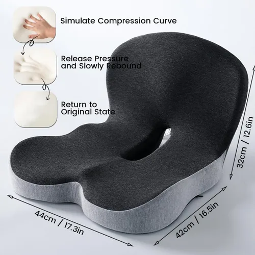 Miniatura 6 de Cojín ortopédico, cojín de asiento para silla de oficina y automóvil, cojines ergonómicos de espuma viscoelástica en forma de L, soporte lumbar