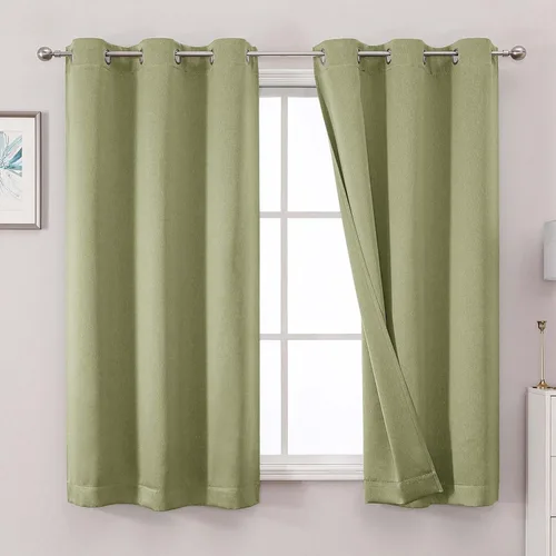 Miniatura 36 de OWENIE Cortinas 100% opacas de 96 pulgadas de largo, 2 paneles para dormitorio, sala de estar, cortinas superiores con aislamiento térmico