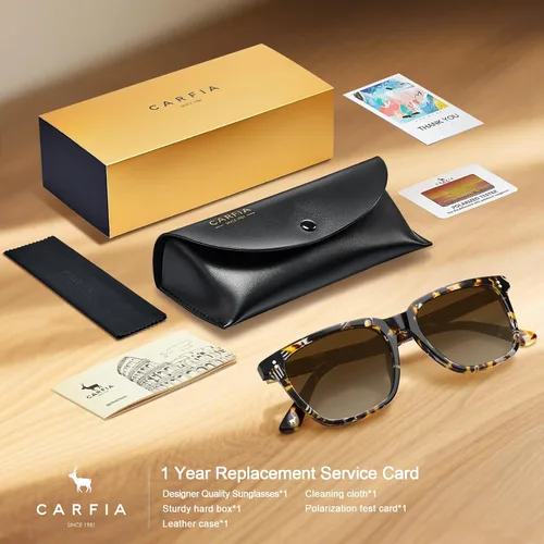Miniatura 83 de Carfia Chic - Lentes de sol polarizados para mujer, protección UV400, marco de acetato pulido a mano