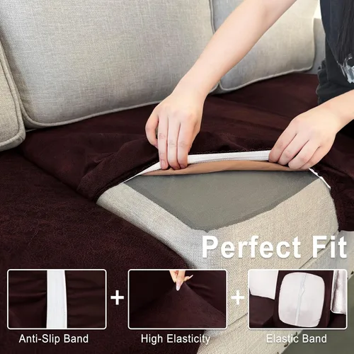 Miniatura 4 de ANARACHON Fundas de cojín de sofá con aspecto de cuero, juego de fundas de asiento de sofá, protector de muebles para sillón seccional, sofá biplaza