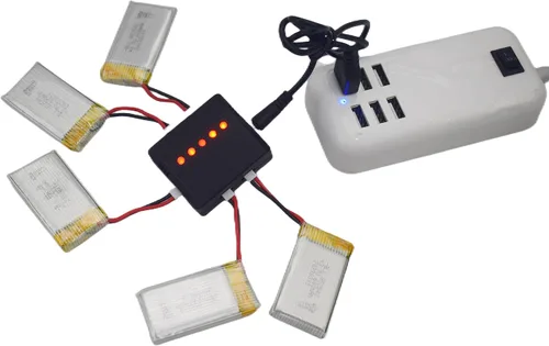 Miniatura 5 de 1 cargador de batería 5 en 1 con 5 baterías de litio de 3.7 V 600 mAh para Syma X5C X5C-1 X5 X5SC X5SW H5C V931 S5C S5W S5W SS40 FQ36 T32 T5W H42