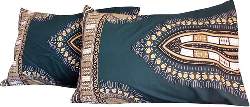 Miniatura 16 de RaanPahMuang Fundas de almohada en African Dashiki Art 100% algodón tejido Batik estampados, juego de 2 fundas, negro amarillo