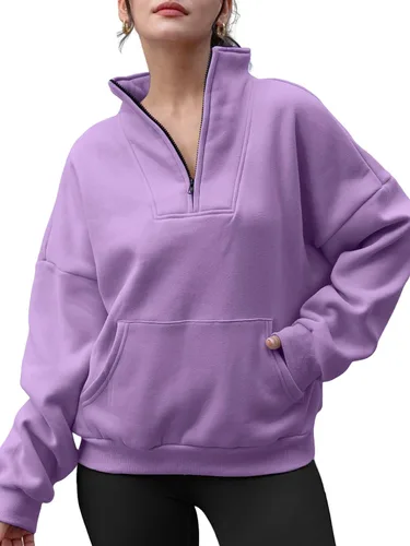 Miniatura 5 de Trendy Queen Sudaderas con media cremallera, sudaderas con capucha de gran tamaño, suéteres de otoño 2024 Y2K ropa de invierno