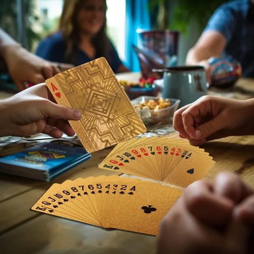 Miniatura 3 de Vijiv 2 cartas de póquer doradas de lujo, cubierta de plástico impermeable para 1920 Gatsby Party Decor Adultos Juegos Regalos