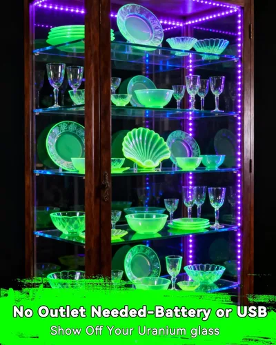 Miniatura 2 de Tira de Luz Negra de 16.4 Pies con Enchufe USB + Caja de Batería, Accesorio de Luz Negra Adhesivo de 300 LEDs, Funciona con Batería y USB