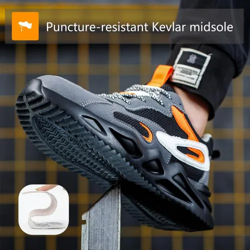 Miniatura 5 de Zapatos de punta de acero para mujeres y hombres, zapatos de seguridad de trabajo de ajuste ancho, ligeros, antideslizantes, cómodos, compuestos