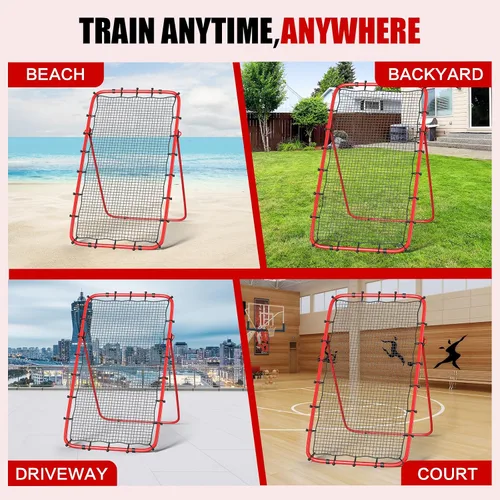 Miniatura 6 de Red de rebote para voleibol de 7x4 pies, red de rebote ajustable de 5 ángulos para practicar zambullidas, posicionamiento, clavado