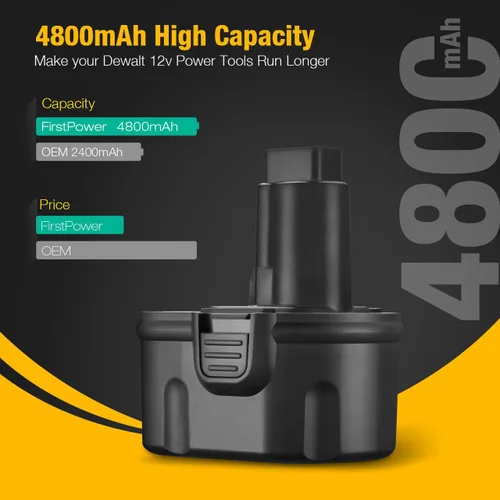 Miniatura 4 de FirstPower Batería de 4.8Ah 12V DW9071 - Compatible con herramientas de batería Dewalt de 12 V DC9071 DW9071 DW9072 DE9037 DE9071 DE9072 DE9074