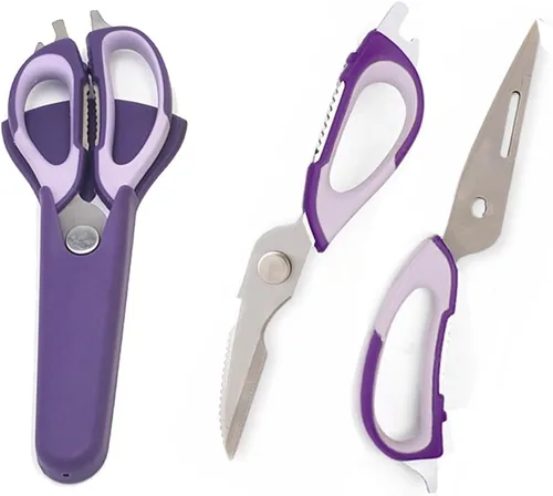 Tijeras de cocina, tijeras profesionales resistentes de acero inoxidable multiusos con tapa, tijeras de cocina afiladas resistentes para verduras,