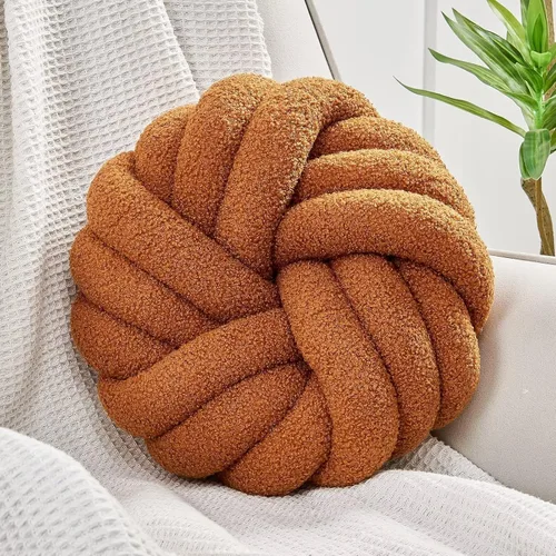 Miniatura 18 de Uvvyui Almohadas de Nudo, Almohadas Decorativas de 14 Pulgadas, Almohadas Redondas, Cojín Suave Hecho a Mano, Almohada de Bola Anudada, Cojín