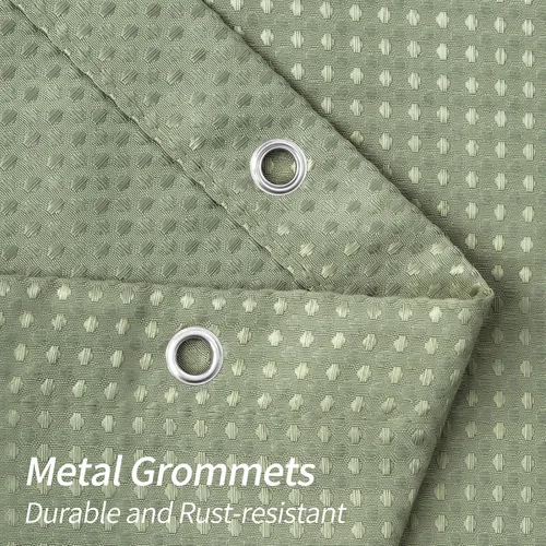 Miniatura 4 de MitoVilla Cortina de ducha de tela de gofre verde salvia, cortinas de ducha de tela pesada para decoración moderna de baño de hotel, impermeable