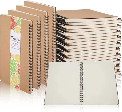Miniatura 10 de Cuaderno de espiral a rayas, paquete de 6 cuadernos rayados para el trabajo y la escuela, diarios A5 a granel, tapa suave, diario de viaje