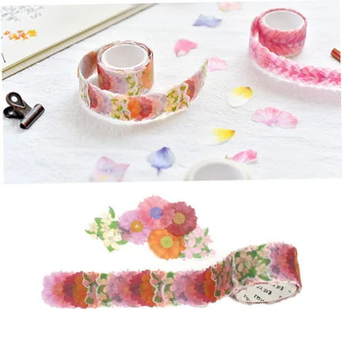 Miniatura 2 de EXCEART 3 calcomanías florales de cinta washi, álbumes de recortes, cinta de pétalos, calcomanías decorativas para manualidades y bricolaje 3