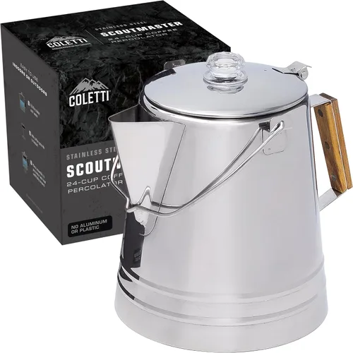 COLETTI Scoutmaster Coffee Percolator Camping — La mejor cafetera para acampar [24 tazas]