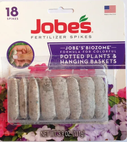 Jobes - Fórmula de fertilizante biozoma para plantas en macetas y cestas colgantes (paquete de 4 | 18 picos por paquete | 72 picos en total)