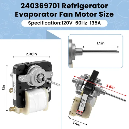 Miniatura 2 de AMI PARTS 240369701 Motor de Ventilador del Evaporador del Refrigerador - Reemplaza 240315802 240369701 240369702 241537301 240315801 240315803
