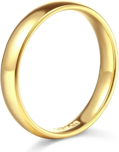 Miniatura 2 de Alianza de boda de oro blanco o amarillo de 14 k de 0.157in de ajuste cómodo