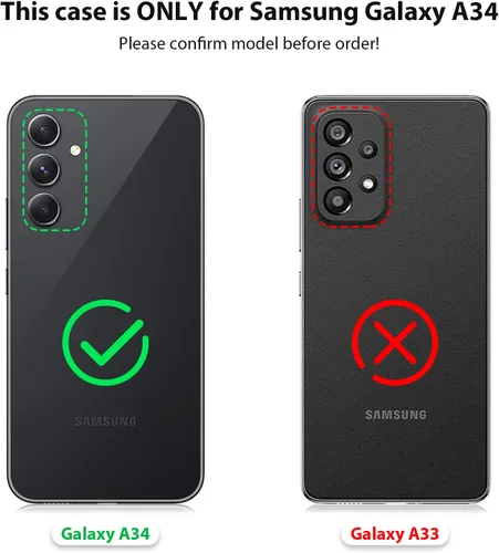 Miniatura 7 de Jiunai Funda para Samsung Galaxy A34, resistente, a prueba de golpes, de doble capa, protección de puerto, híbrida, resistente, para Samsung Galaxy