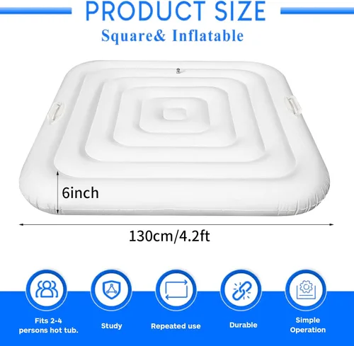 Miniatura 2 de Cubierta Inflable para Jacuzzi Tapa de Ahorro de Energía para Jacuzzi al Aire Libre, Cubierta Protectora Resistente al Viento e Impermeable