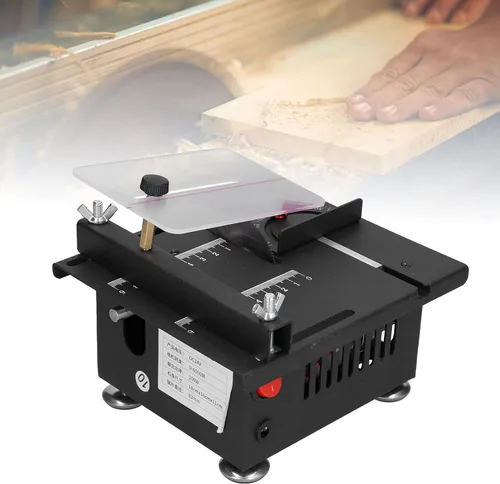 Miniatura 2 de Sierra de mesa Mini 100W, riel deslizante ajustable para carpintería, engranajes de 7 velocidades, corte de 0-90 grados, 0-6000r / min, aleación