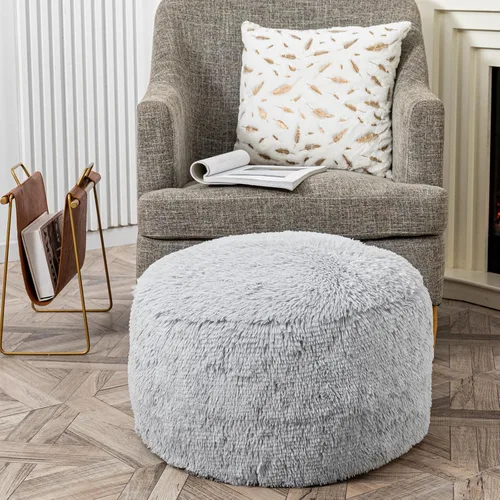 Miniatura 13 de Asuprui Puf Otomano Relleno Reposapiés Puf de Piso Reposapiés 20x12 Pulgadas Puf Redondo Asiento Puf Silla Saco de Frijoles de Piso Silla de Piso