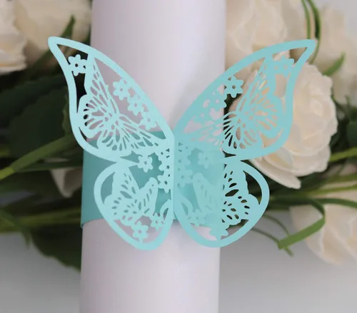 Miniatura 2 de 50 servilleteros de mariposa cortados con láser para cenas, mesas, diarios, bodas, aniversarios, fiestas, decoración de baby shower, suministros