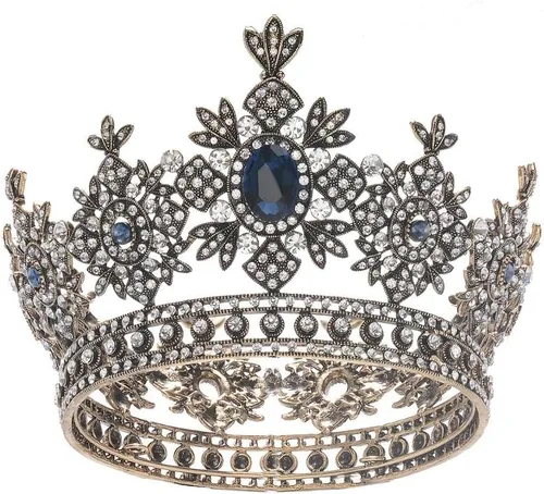 Miniatura 2 de hair jewelry crown tiaras for women European retro baroque round bridal crown ring headdress wedding accessories style atmosphere (Metal color A)