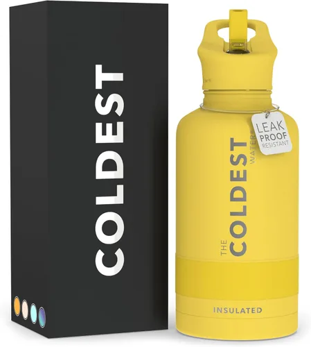 Miniatura 14 de Coldest - Botella para agua con tapa que incluye pajilla, térmica y metálica (acero inoxidable), para hombres y mujeres, color morado